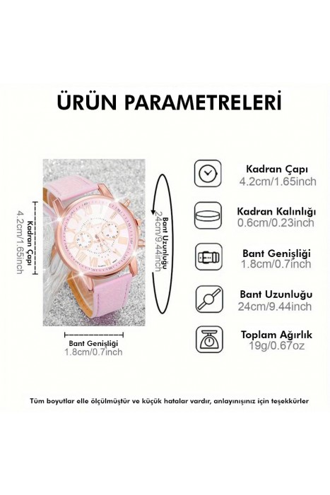 Roma Rakamlı Pembe Kadın Saat - Modern Kuvars Tasarım