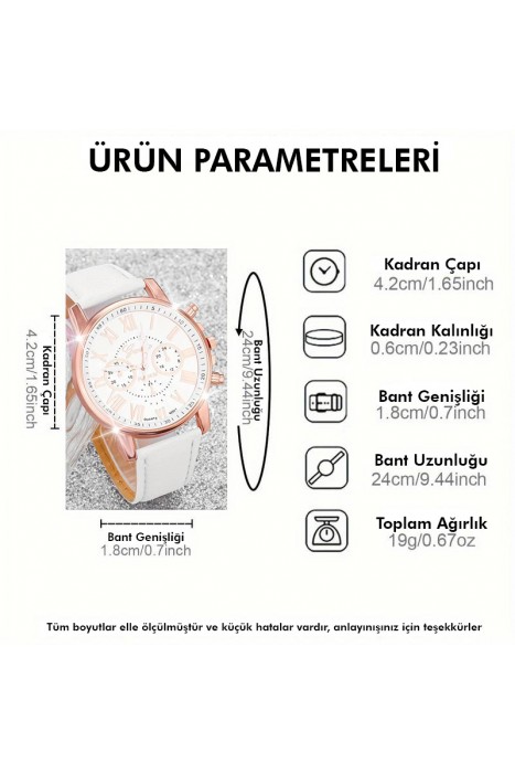 Beyaz Roma Rakamlı Kadın Kuvars Saat