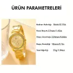 Çelik Saat ve Şık Bilezik Seti – Lüks Taşlı Kuvars Kombinasyonu