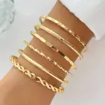 6 Parça Zarif Rombo Twist Yığın Bileklik Seti