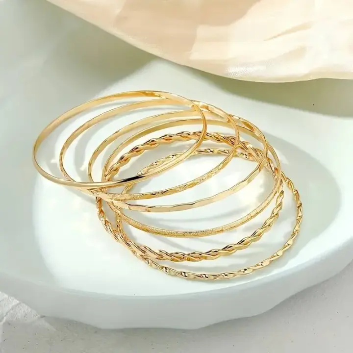 6 Parça Zarif Rombo Twist Yığın Bileklik Seti