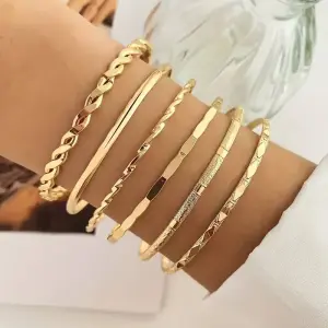 6 Parça Zarif Rombo Twist Yığın Bileklik Seti
