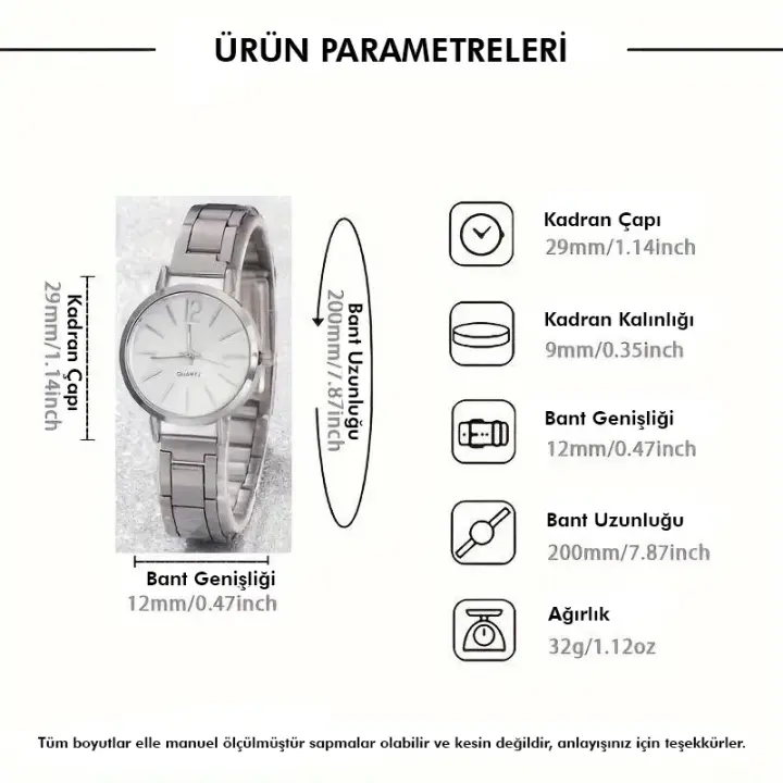 Şık Minimalist Kadın Saat ve Takı Seti