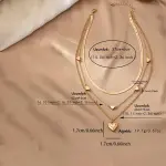Altın Renkli Zarif Çok Katmanlı Zincir Kalp Kolye