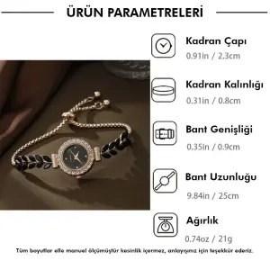 Vintage Barok Taşlı Kuvars Bileklik Saati