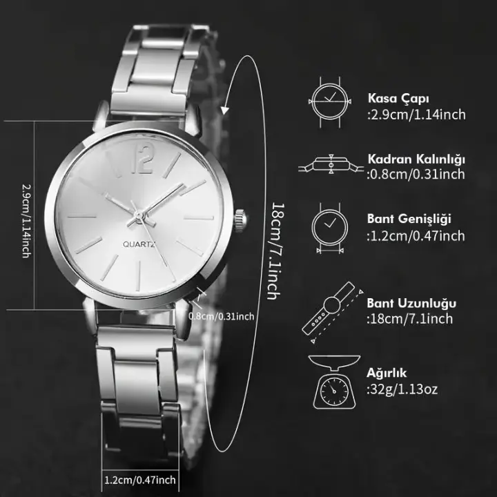 Gül Altın Renk Çelik Kayışlı Kuvars Saat – Modern ve Şık Küçük Kadran Tasarımı
