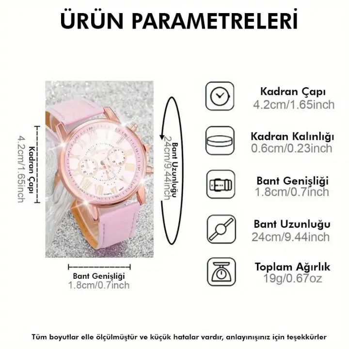 Pembe Roma Rakamlı Kadın Kuvars Saat