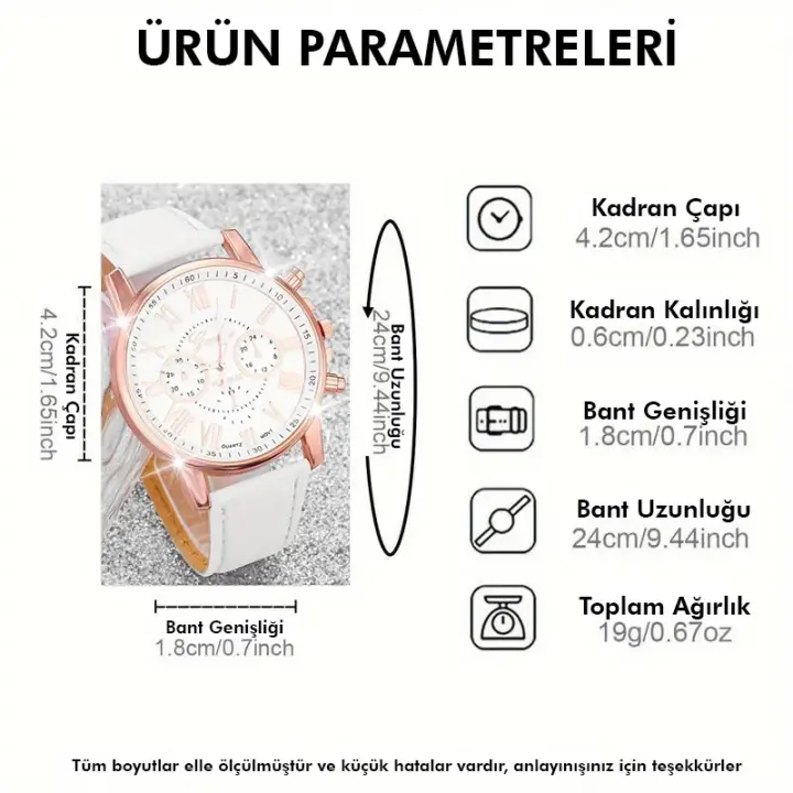 Beyaz Roma Rakamlı Kadın Kuvars Saat
