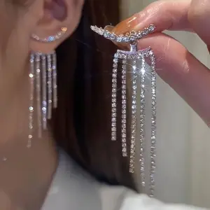 Ön ve Arka Püsküllü Y2K Tarzı Çinko Alaşımlı Küpe