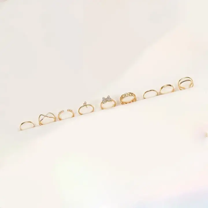 9 Parça Şık Yüzük Seti - Trend Tasarımlar Set 3