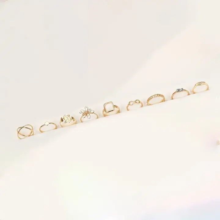 9 Parça Şık Yüzük Seti - Trend Tasarımlar Set 5