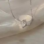 Melek Kanatlı Sentetik Taş Kalp Kolye
